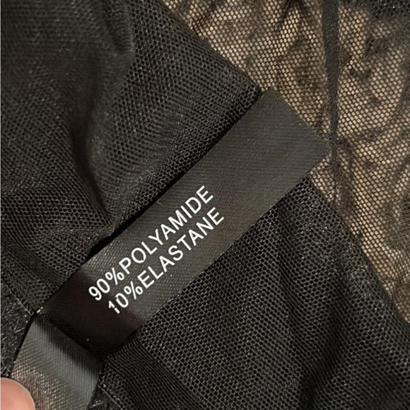 Black Mesh Satin Halter Tie Teddy - Picture 10 of 11